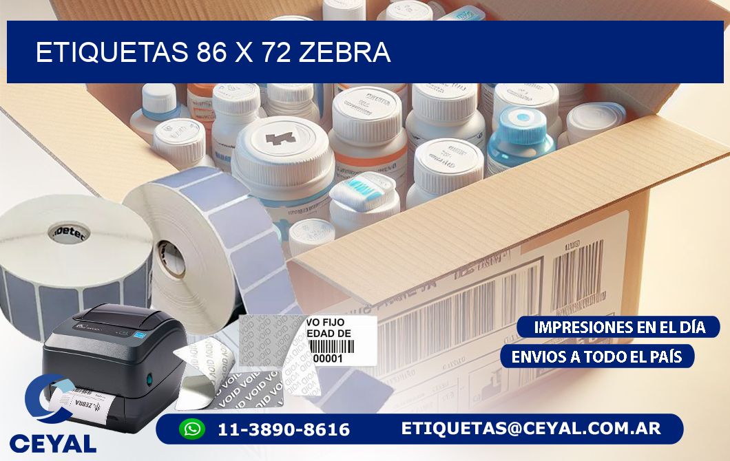ETIQUETAS 86 x 72 ZEBRA