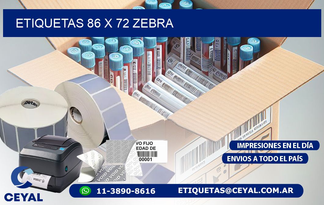 ETIQUETAS 86 x 72 ZEBRA