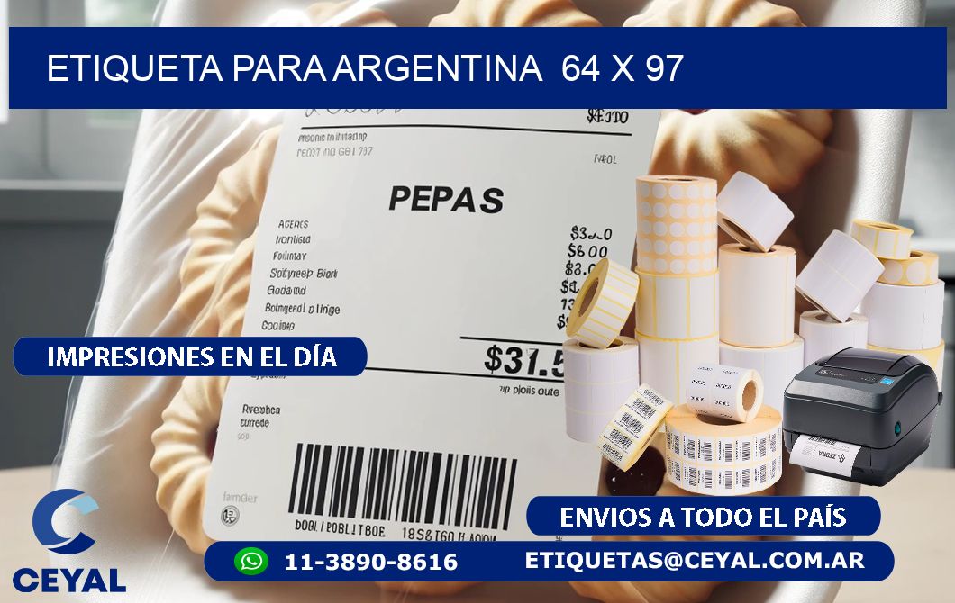 etiqueta para Argentina  64 x 97
