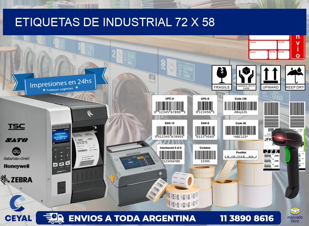 etiquetas de industrial 72 x 58