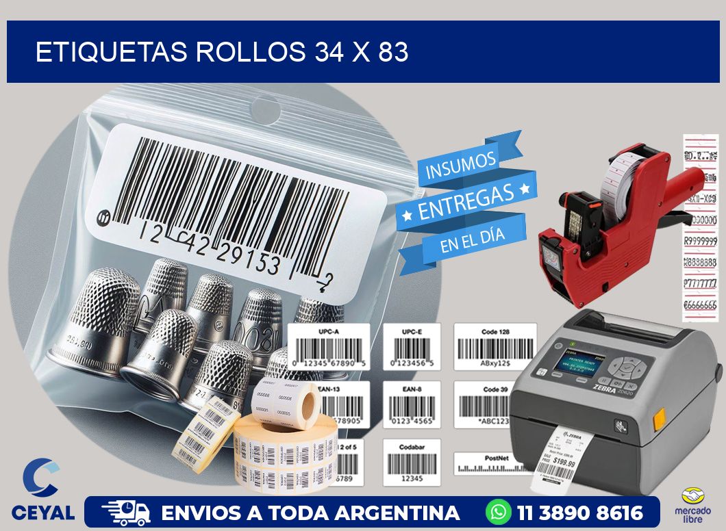 etiquetas rollos 34 x 83