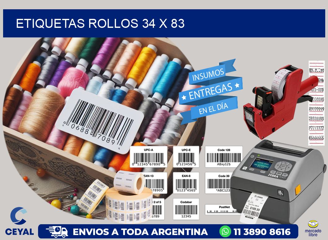 etiquetas rollos 34 x 83