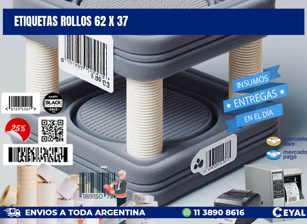 etiquetas rollos 62 x 37