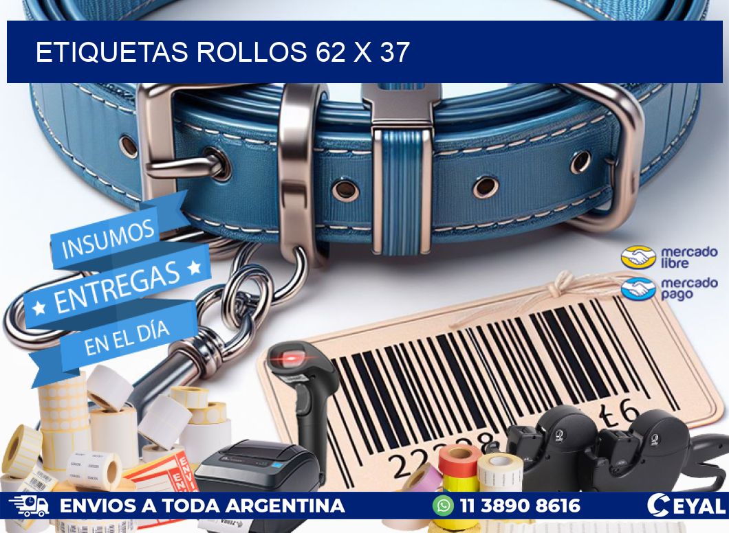 etiquetas rollos 62 x 37