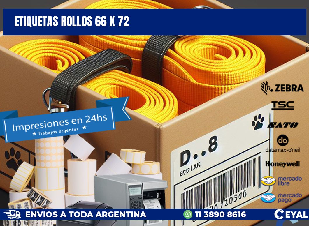 etiquetas rollos 66 x 72