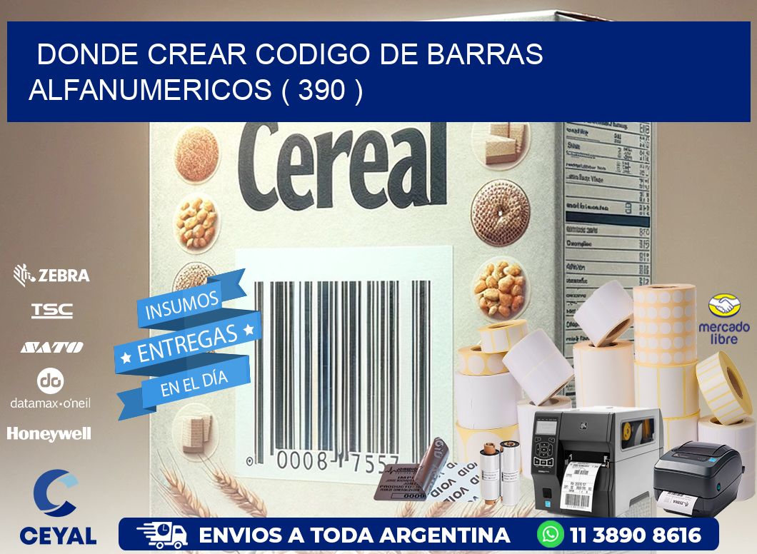 DONDE CREAR CODIGO DE BARRAS ALFANUMERICOS ( 390 )