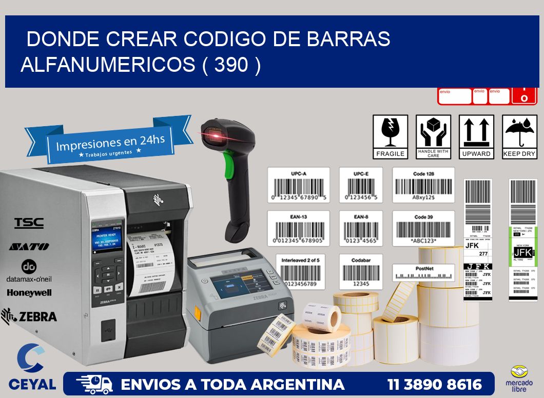 DONDE CREAR CODIGO DE BARRAS ALFANUMERICOS ( 390 )