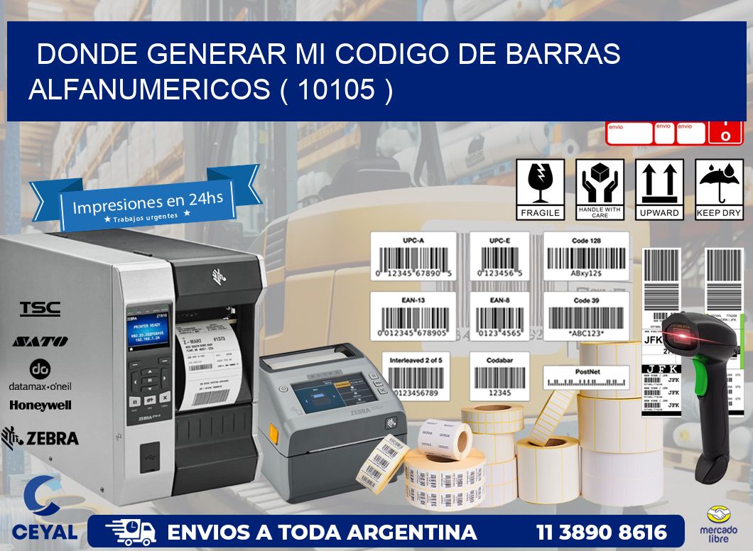 DONDE GENERAR MI CODIGO DE BARRAS ALFANUMERICOS ( 10105 )