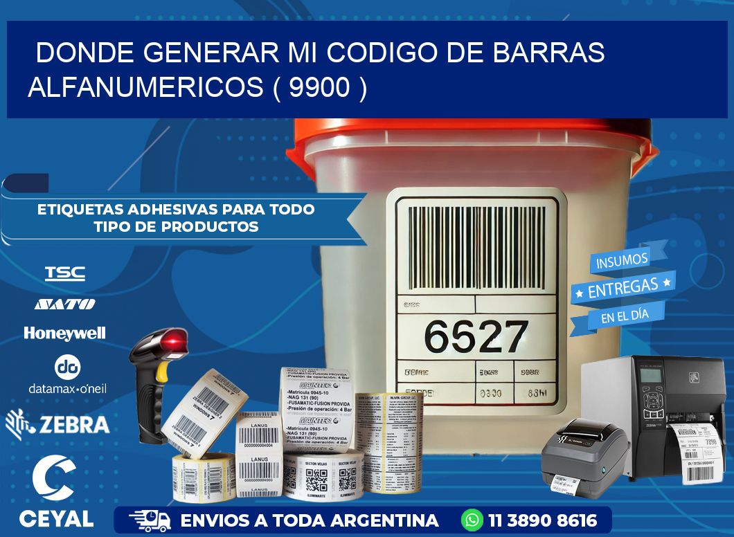 DONDE GENERAR MI CODIGO DE BARRAS ALFANUMERICOS ( 9900 )