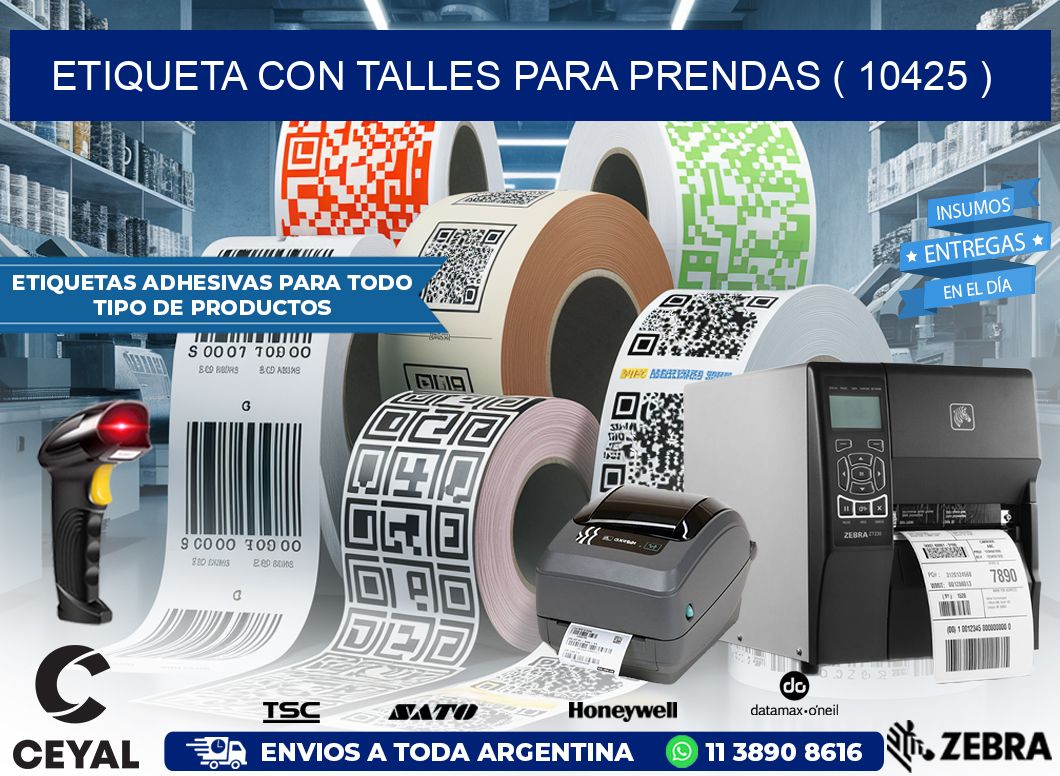 ETIQUETA CON TALLES PARA PRENDAS ( 10425 )