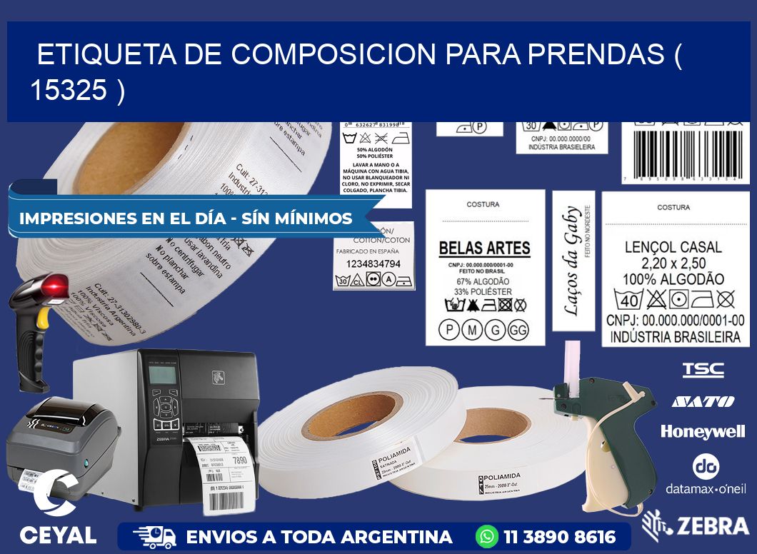 ETIQUETA DE COMPOSICION PARA PRENDAS ( 15325 )