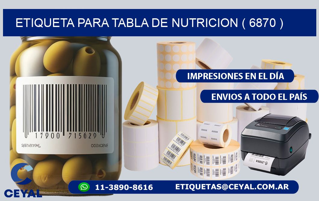 ETIQUETA PARA TABLA DE NUTRICION ( 6870 )