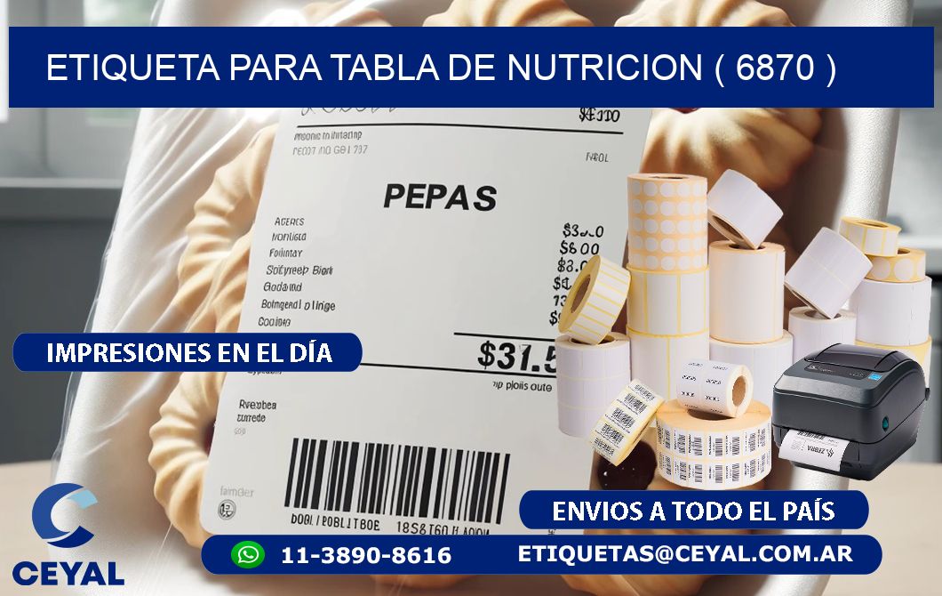 ETIQUETA PARA TABLA DE NUTRICION ( 6870 )