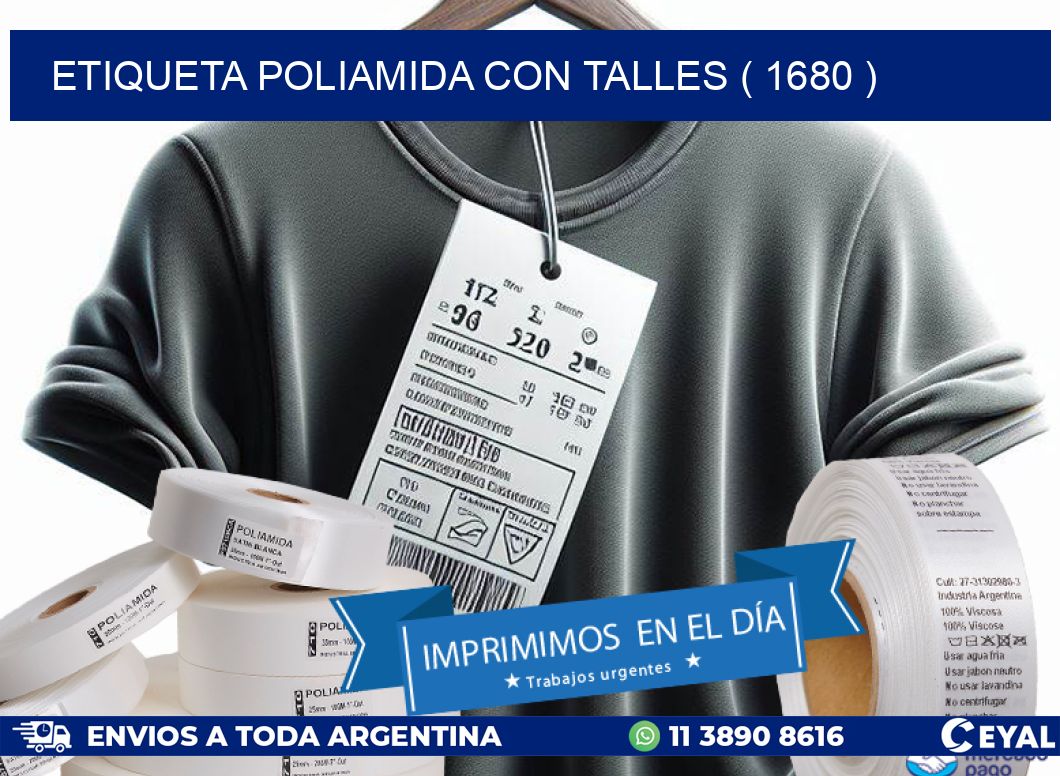 ETIQUETA POLIAMIDA CON TALLES ( 1680 )