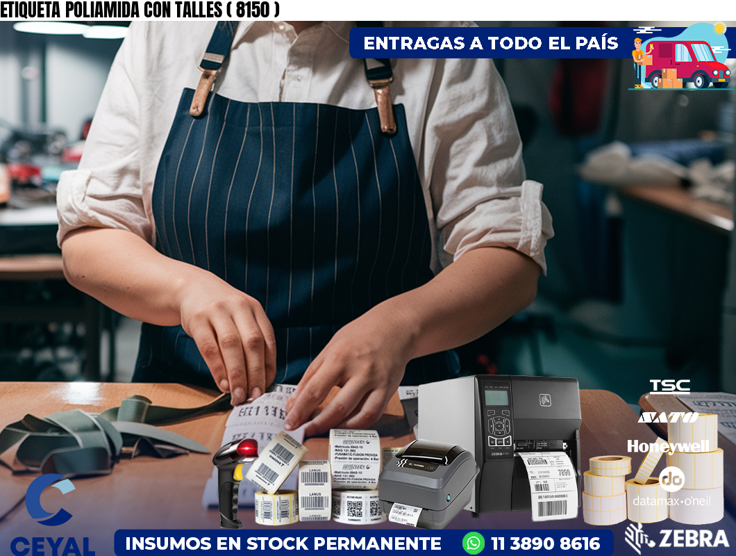 ETIQUETA POLIAMIDA CON TALLES ( 8150 )