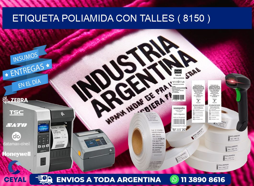 ETIQUETA POLIAMIDA CON TALLES ( 8150 )