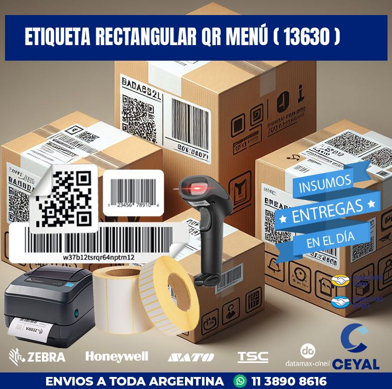 ETIQUETA RECTANGULAR QR MENÚ ( 13630 )