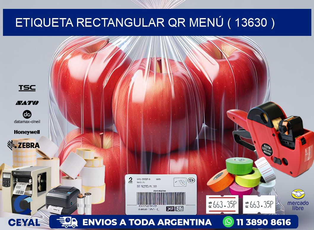ETIQUETA RECTANGULAR QR MENÚ ( 13630 )