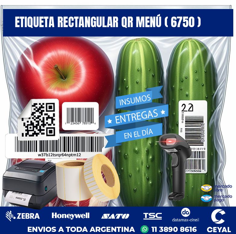 ETIQUETA RECTANGULAR QR MENÚ ( 6750 )