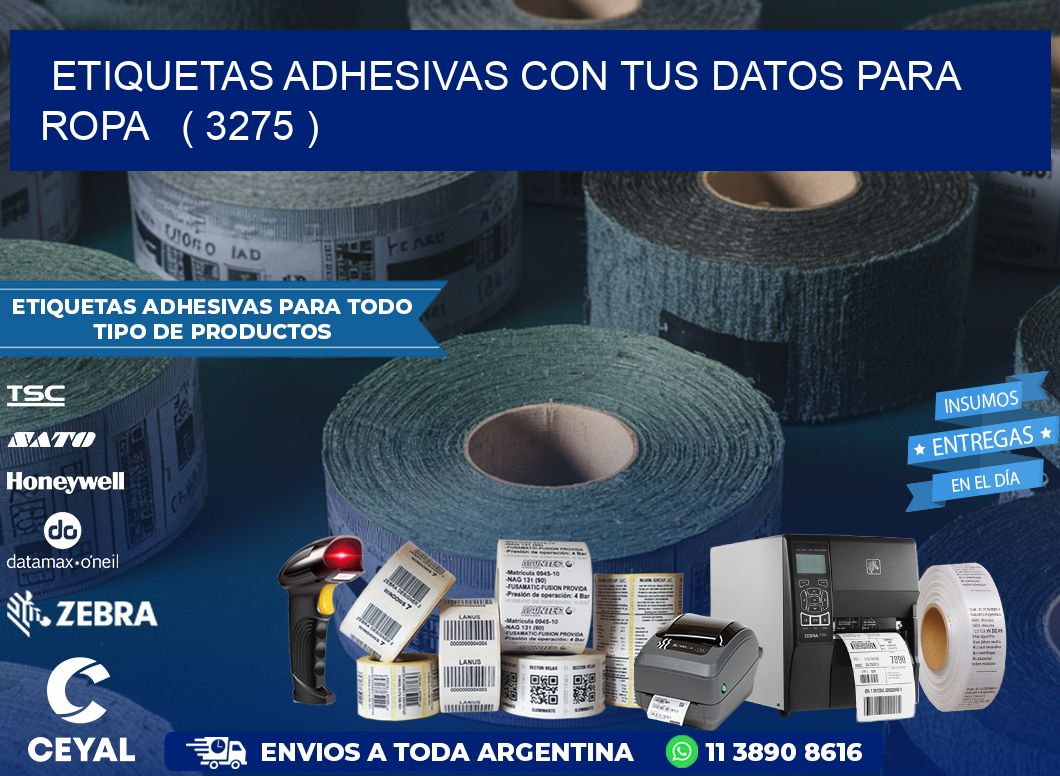ETIQUETAS ADHESIVAS CON TUS DATOS PARA ROPA   ( 3275 )