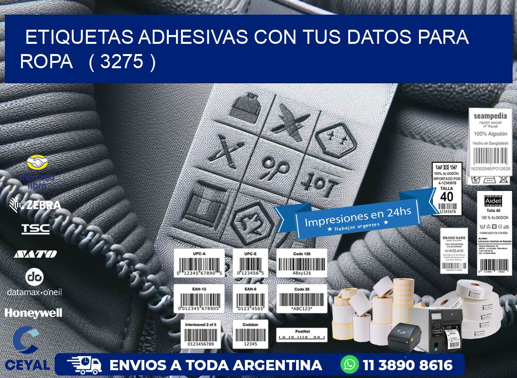 ETIQUETAS ADHESIVAS CON TUS DATOS PARA ROPA   ( 3275 )
