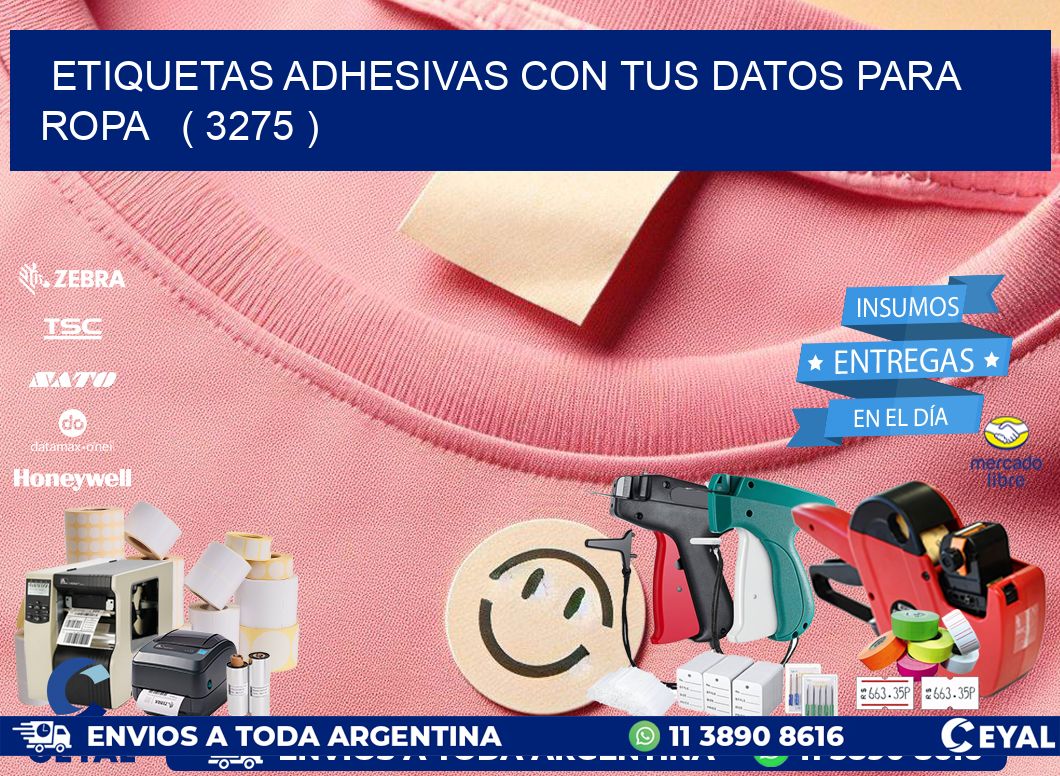 ETIQUETAS ADHESIVAS CON TUS DATOS PARA ROPA   ( 3275 )