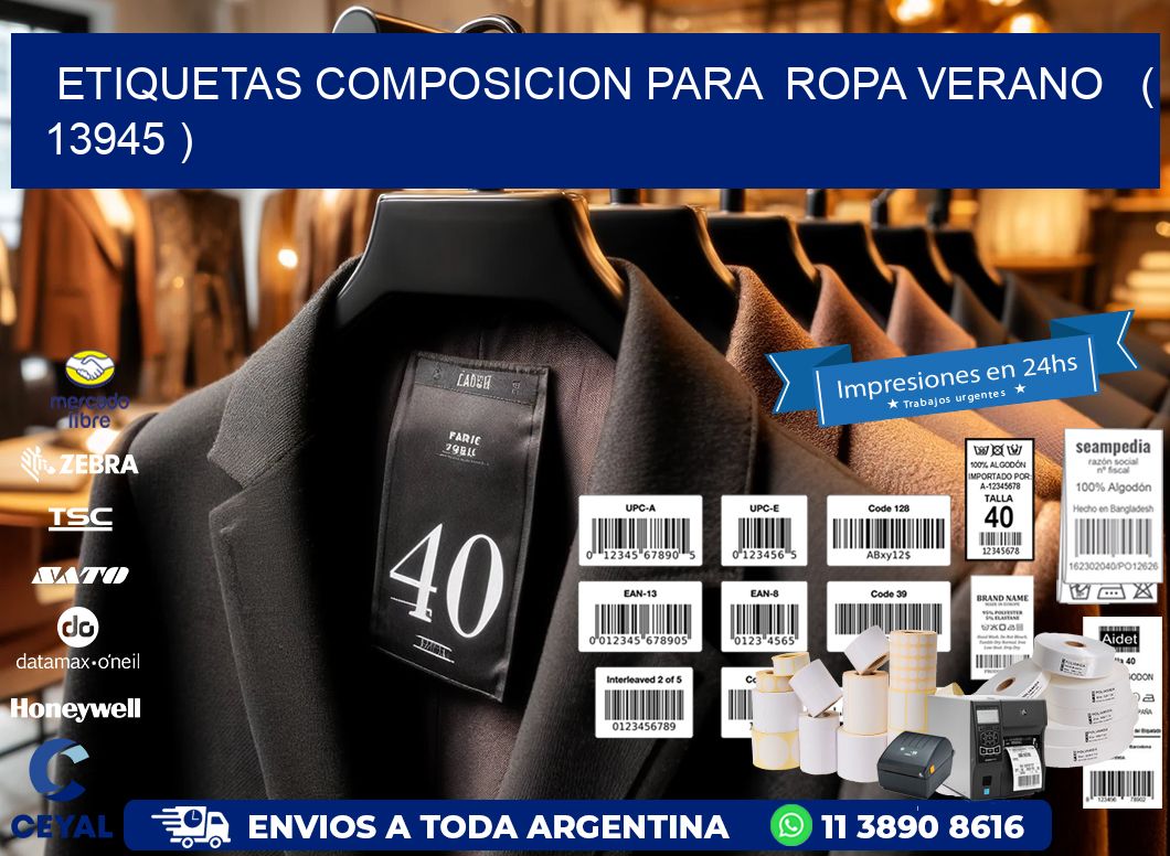 ETIQUETAS COMPOSICION PARA ROPA VERANO ( 13945 )