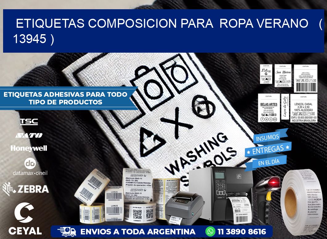 ETIQUETAS COMPOSICION PARA ROPA VERANO ( 13945 )