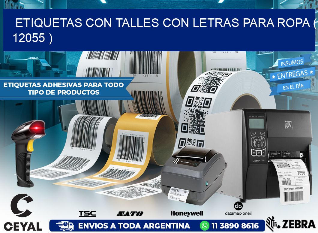 ETIQUETAS CON TALLES CON LETRAS PARA ROPA ( 12055 )