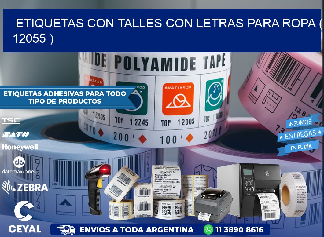 ETIQUETAS CON TALLES CON LETRAS PARA ROPA ( 12055 )