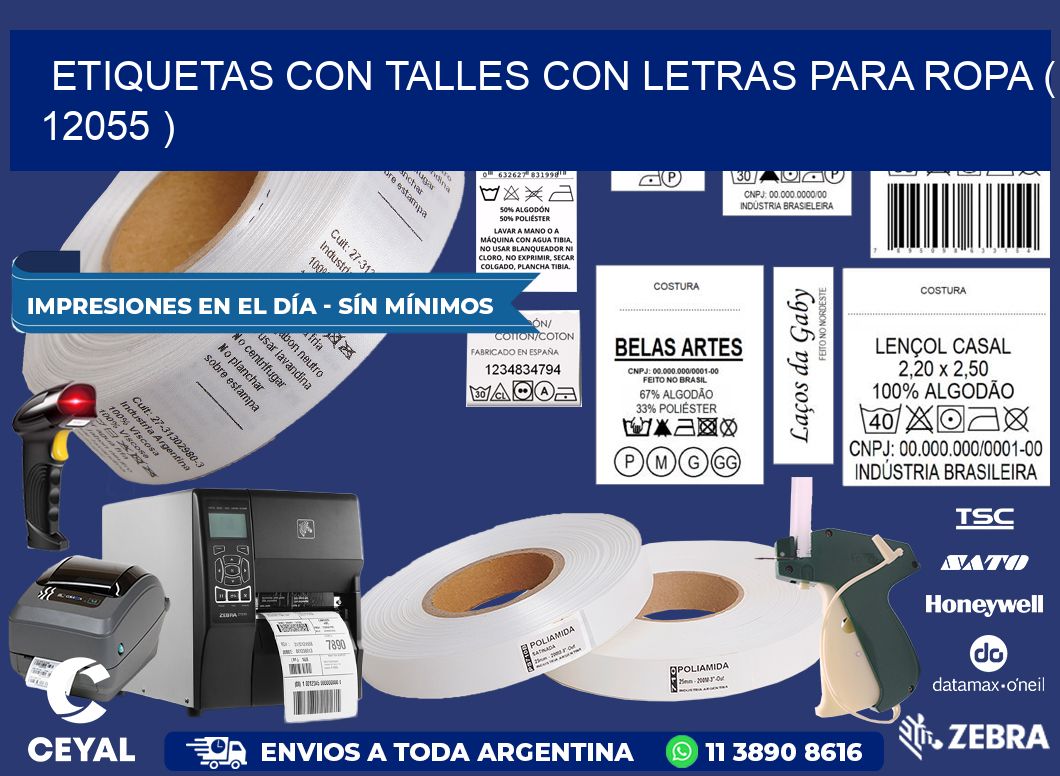 ETIQUETAS CON TALLES CON LETRAS PARA ROPA ( 12055 )