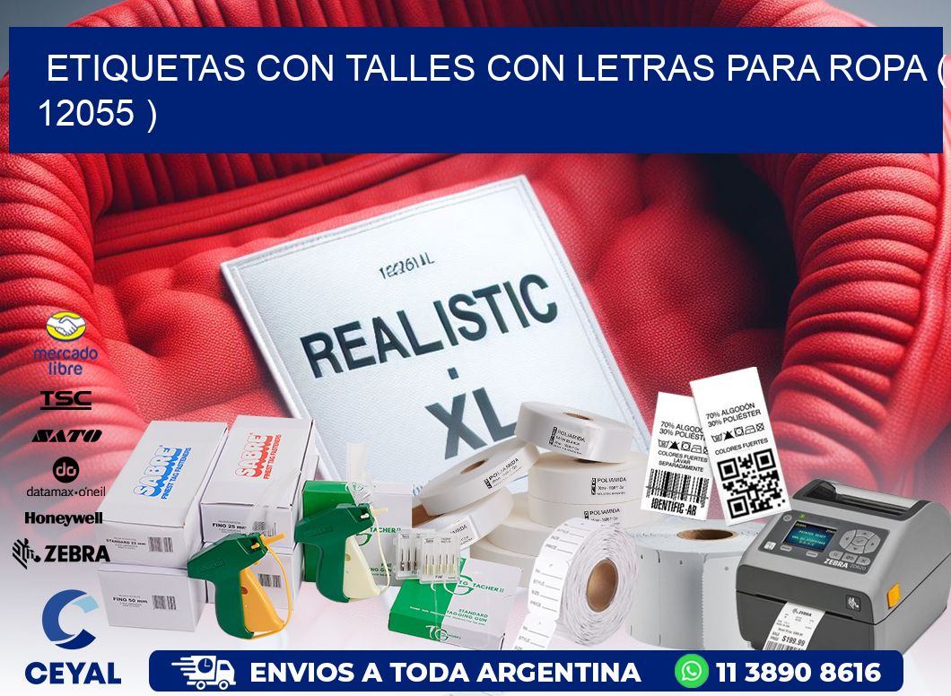 ETIQUETAS CON TALLES CON LETRAS PARA ROPA ( 12055 )