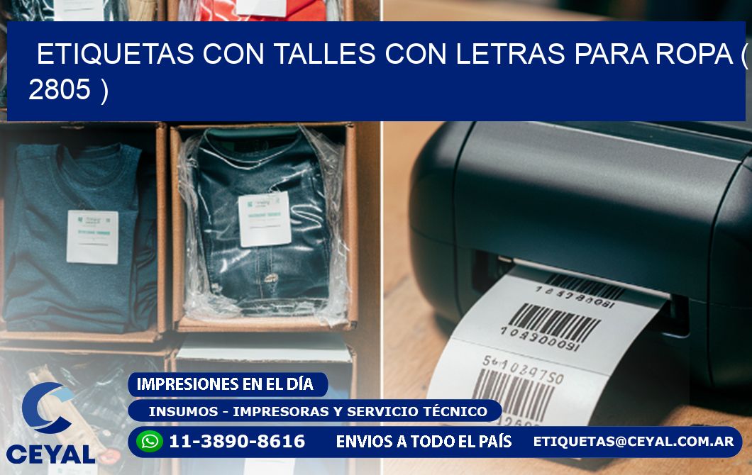 ETIQUETAS CON TALLES CON LETRAS PARA ROPA ( 2805 )