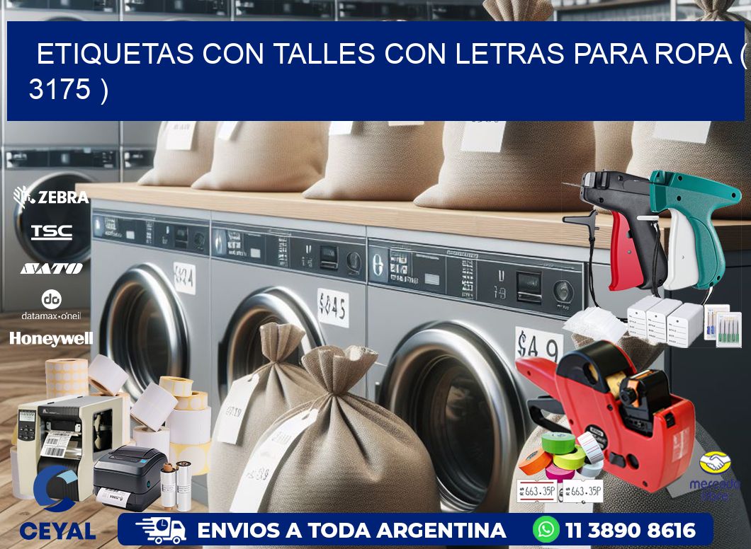 ETIQUETAS CON TALLES CON LETRAS PARA ROPA ( 3175 )