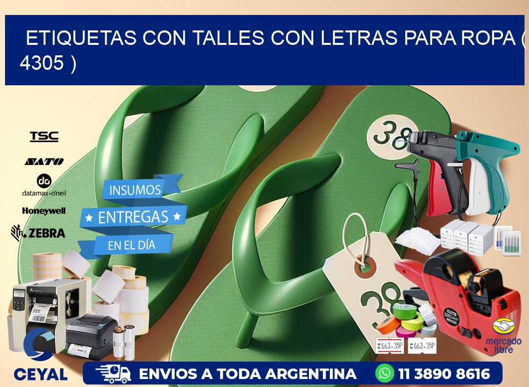 ETIQUETAS CON TALLES CON LETRAS PARA ROPA ( 4305 )