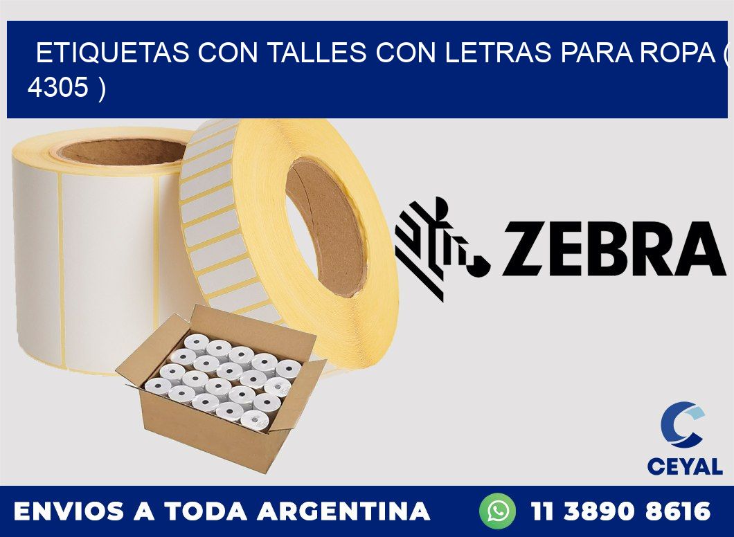 ETIQUETAS CON TALLES CON LETRAS PARA ROPA ( 4305 )