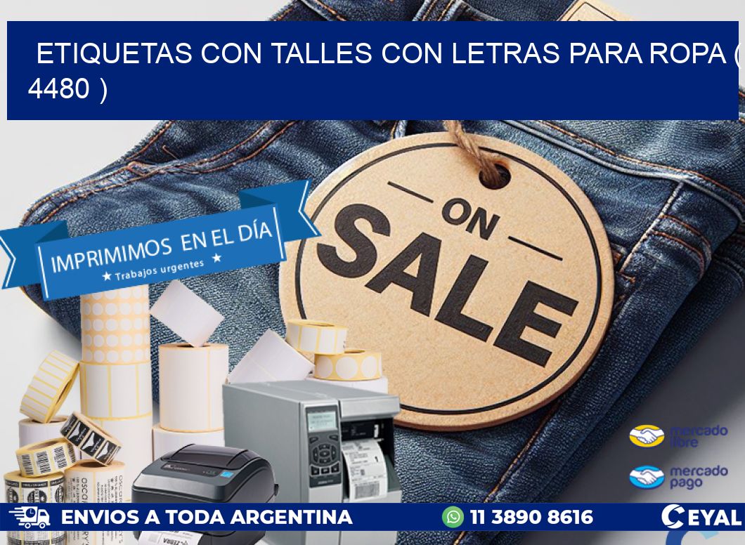 ETIQUETAS CON TALLES CON LETRAS PARA ROPA ( 4480 )