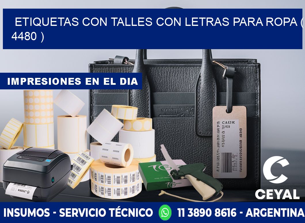 ETIQUETAS CON TALLES CON LETRAS PARA ROPA ( 4480 )