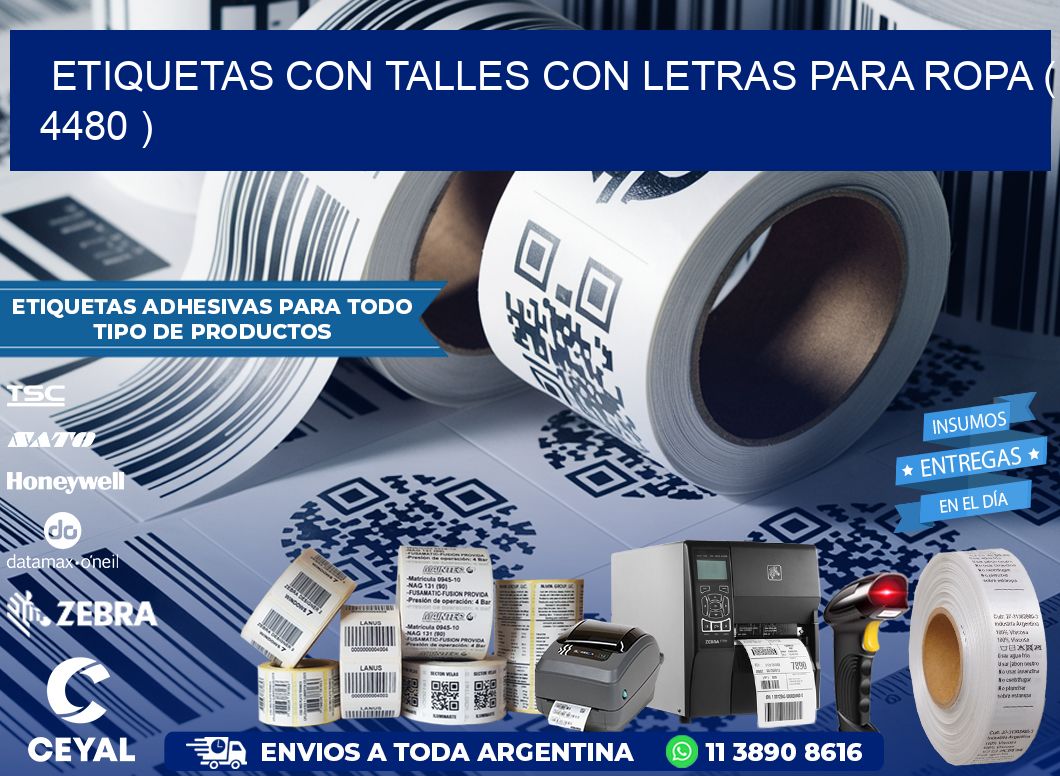 ETIQUETAS CON TALLES CON LETRAS PARA ROPA ( 4480 )