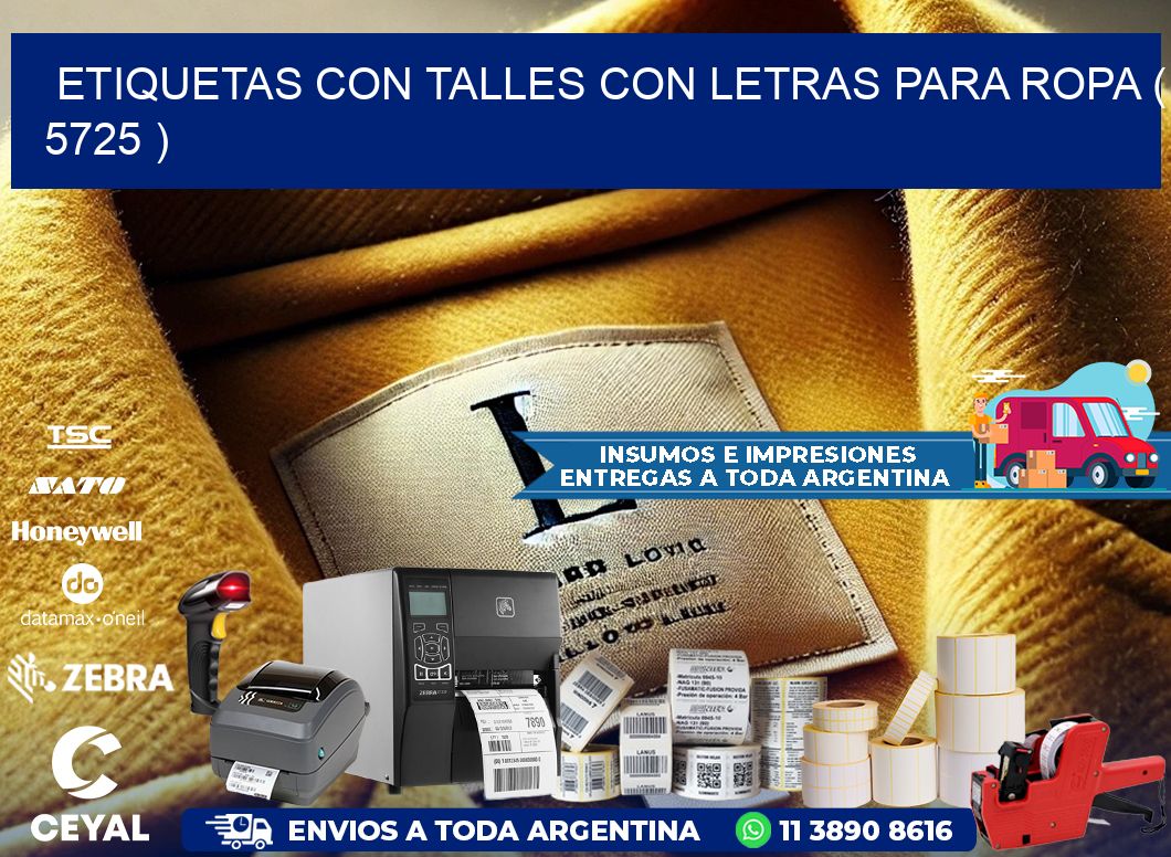 ETIQUETAS CON TALLES CON LETRAS PARA ROPA ( 5725 )