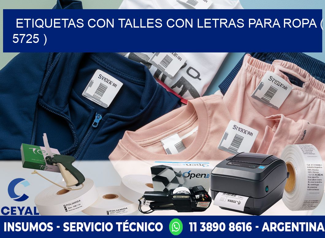 ETIQUETAS CON TALLES CON LETRAS PARA ROPA ( 5725 )
