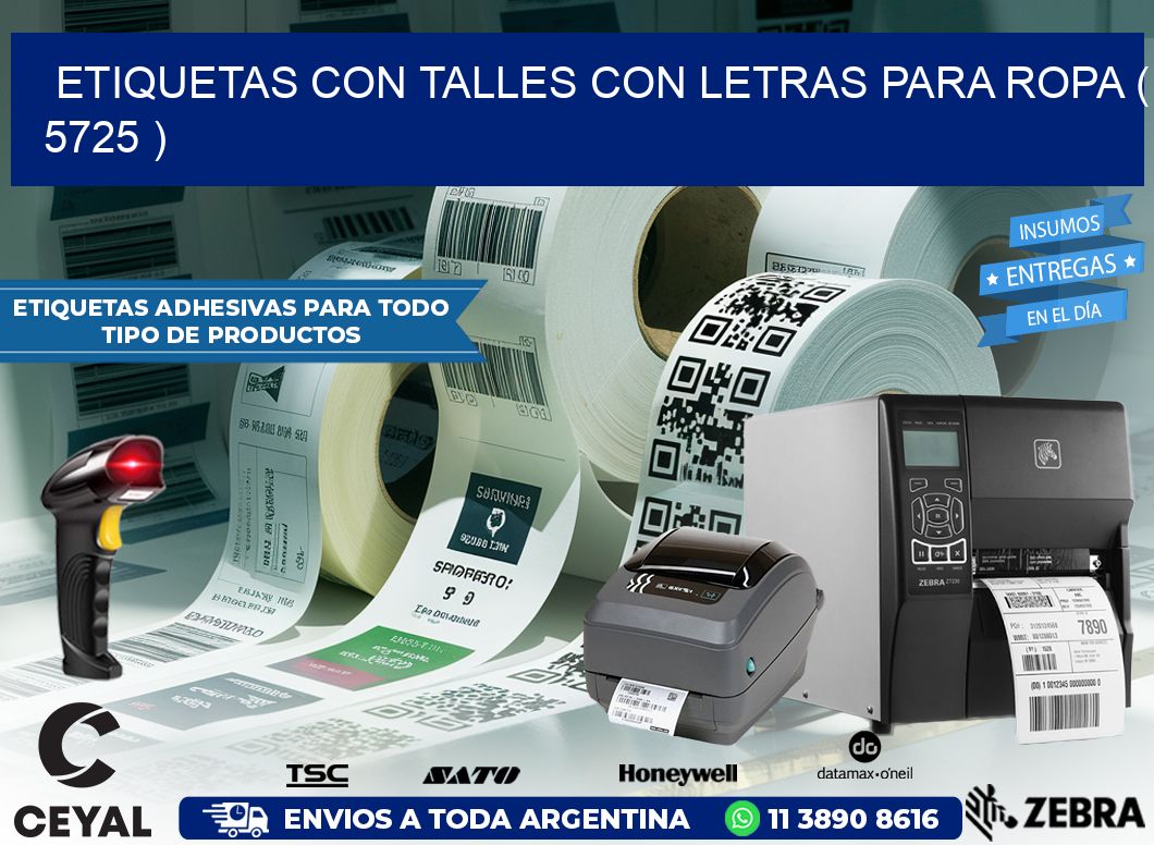 ETIQUETAS CON TALLES CON LETRAS PARA ROPA ( 5725 )