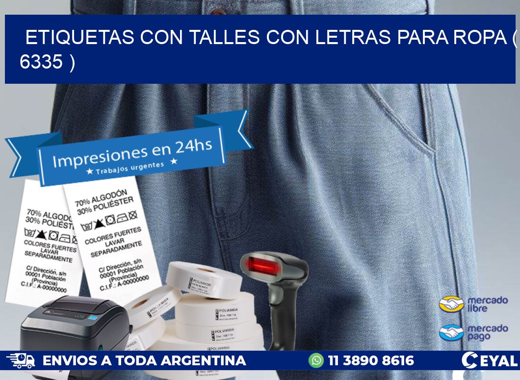 ETIQUETAS CON TALLES CON LETRAS PARA ROPA ( 6335 )