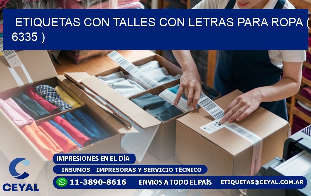 ETIQUETAS CON TALLES CON LETRAS PARA ROPA ( 6335 )