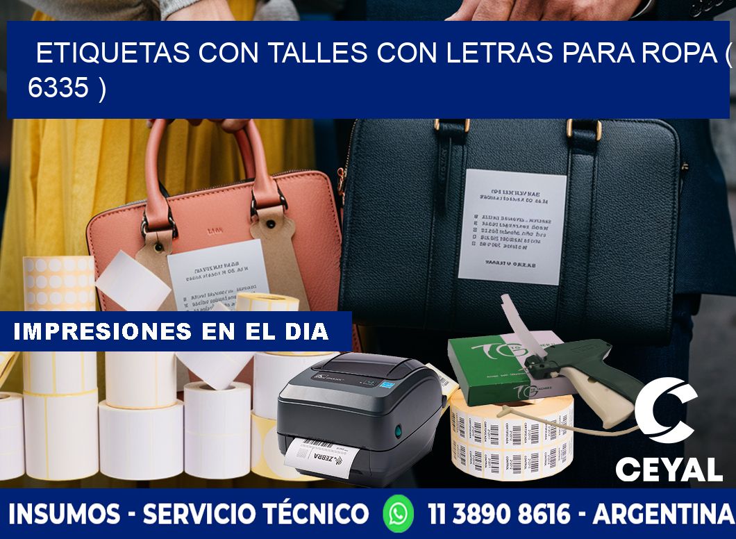 ETIQUETAS CON TALLES CON LETRAS PARA ROPA ( 6335 )