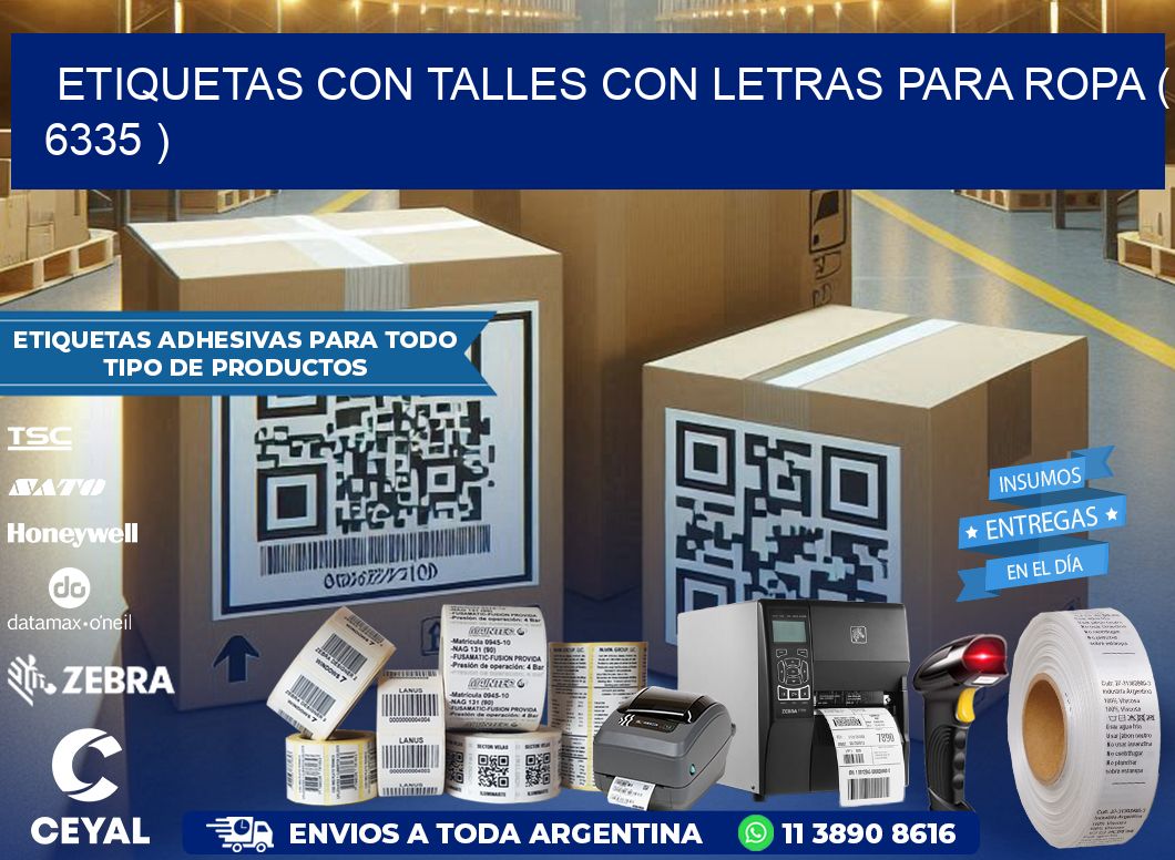ETIQUETAS CON TALLES CON LETRAS PARA ROPA ( 6335 )