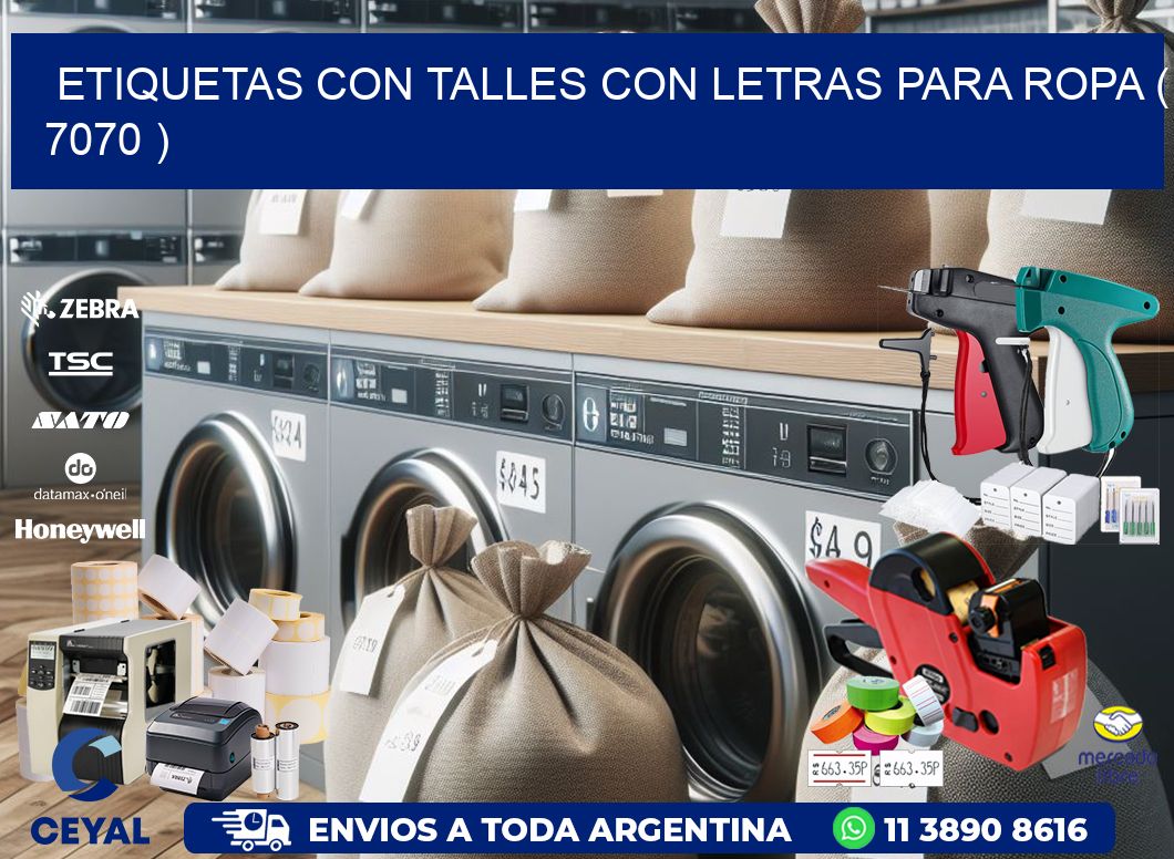 ETIQUETAS CON TALLES CON LETRAS PARA ROPA ( 7070 )