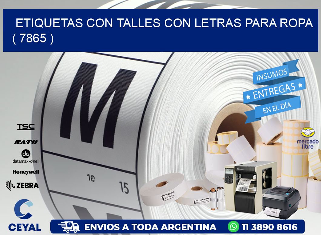 ETIQUETAS CON TALLES CON LETRAS PARA ROPA ( 7865 )