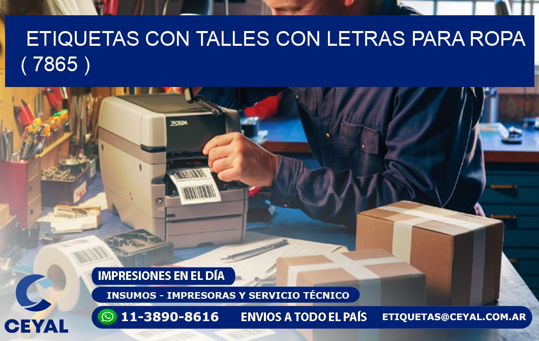 ETIQUETAS CON TALLES CON LETRAS PARA ROPA ( 7865 )