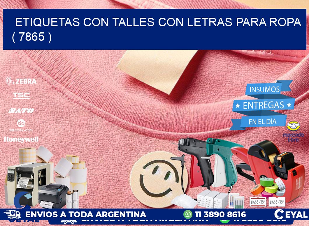 ETIQUETAS CON TALLES CON LETRAS PARA ROPA ( 7865 )